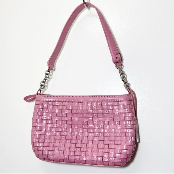 Elliott Lucca Pink Woven Leather Shoulder Purse - Picture 1 of 13